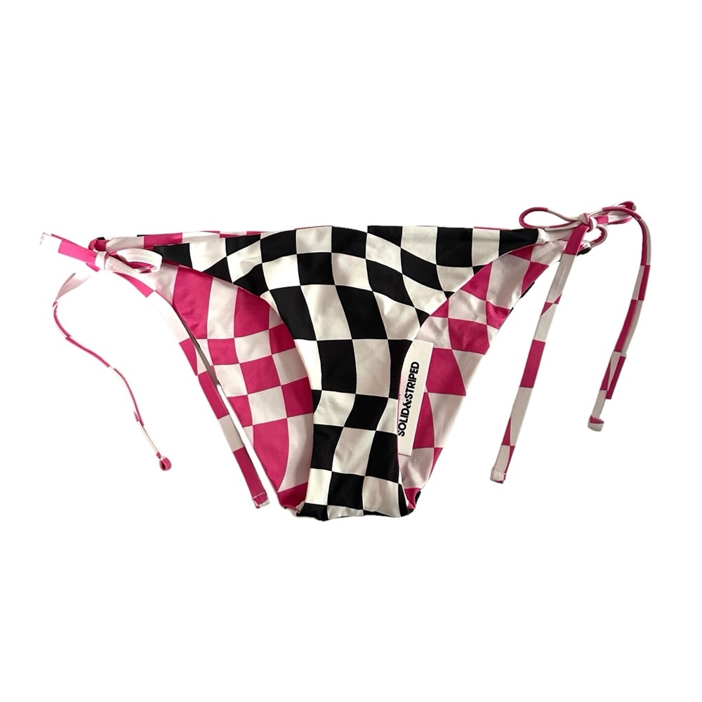 Bloomies x Solid & Striped The Iris Wavy Check Bikini Bottom Reversible NWT